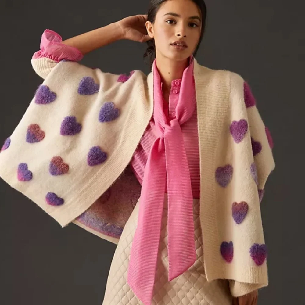 Anthropologie heart cardigan new one size new without tags